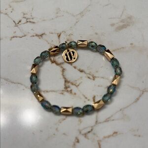 Gold and Blue Beaded Bracelet
